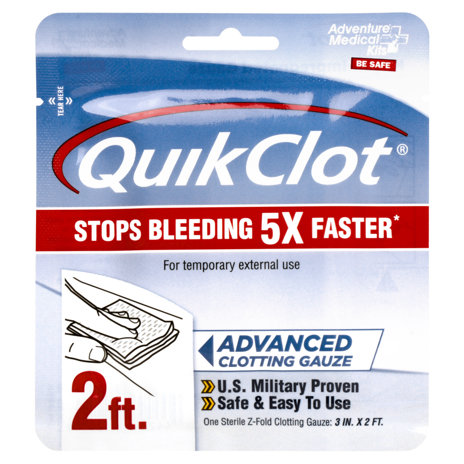 Adventure Medical Kits QuikClot Advanced Clotting Gaze – 3 x 24 Zoll