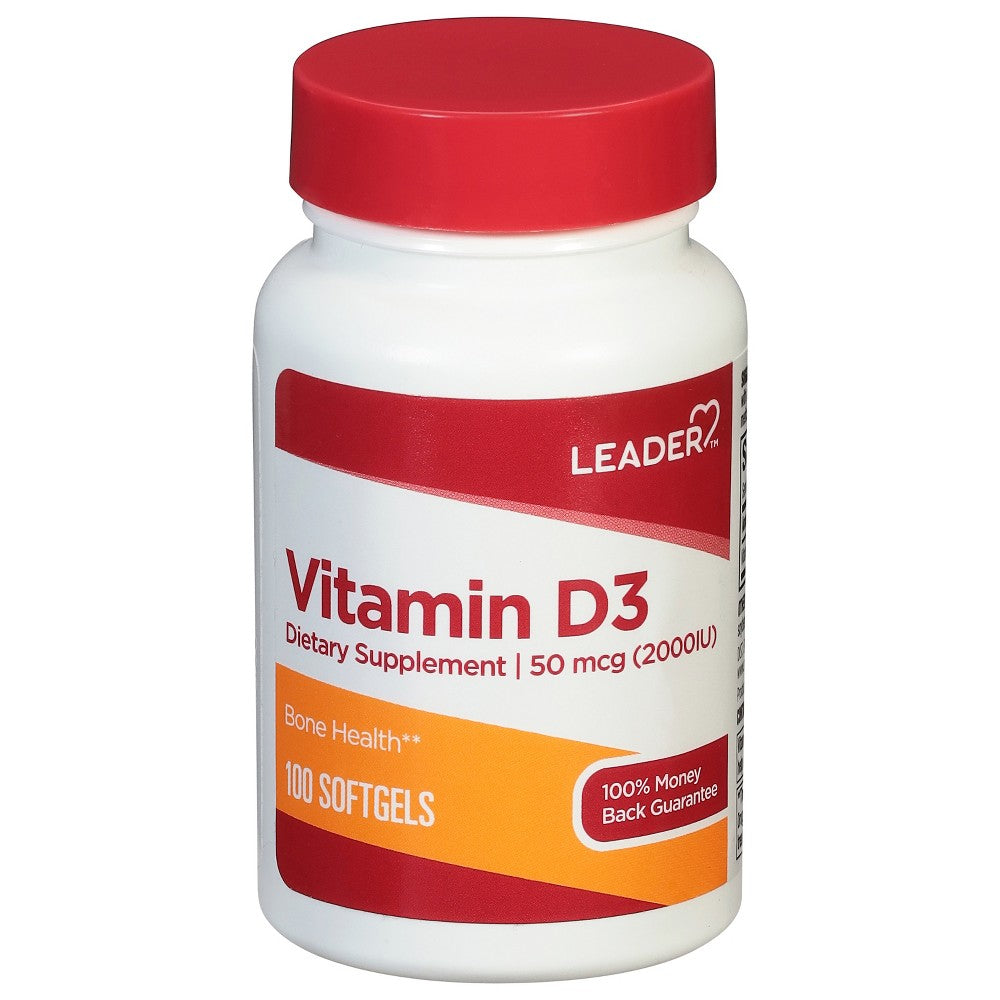 Leader 50 mcg (2000IU) Vitamina D3 100 Kapsula të Buta
