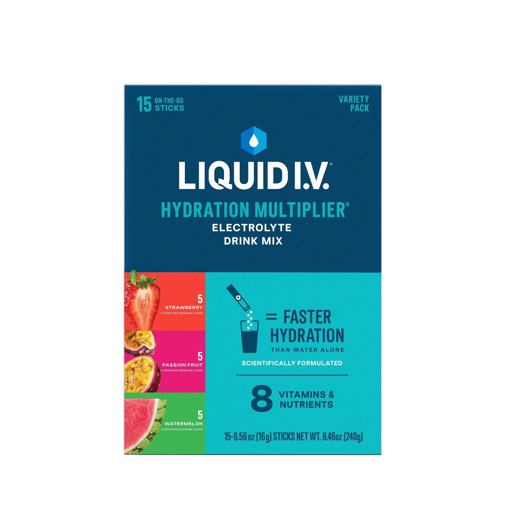 Liquid I.V.® Hydration Multiplier® – 3-Geschmacks-Probierpaket (Erdbeere, Passionsfrucht, Wassermelone)