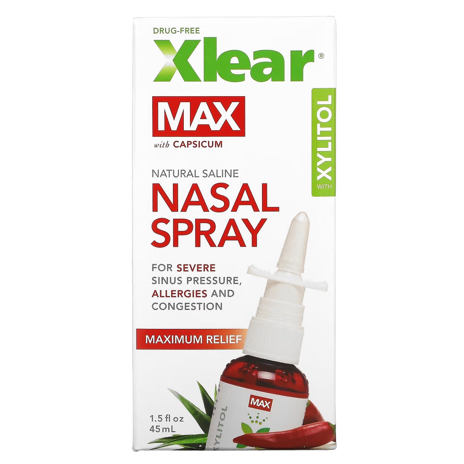 Xlear Salzlösung Nasenspray, Max, 44 ml