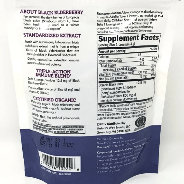 Nature's Way Sambucus Holunder Zink Lutschtabletten Original Geschmack 24 Stk