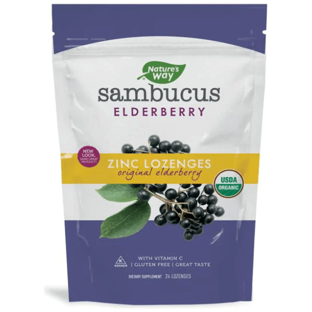 Nature's Way Sambucus Holunder Zink Lutschtabletten Original Geschmack 24 Stk