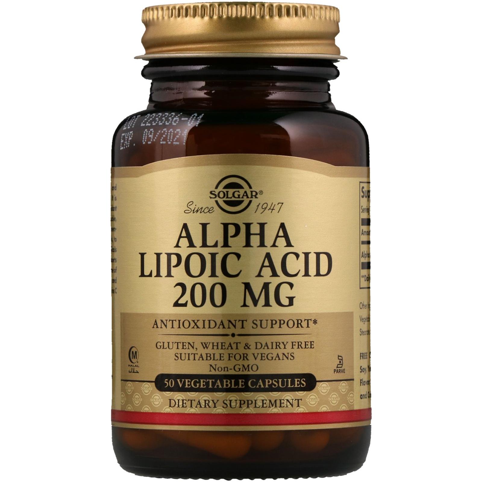 Solgar Alpha-Liponsäure 200mg 50 pflanzliche Kapseln