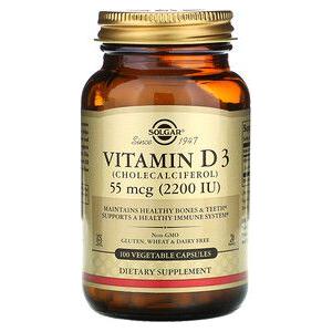 Solgar Vitaminë D3 (Kolekalciferol) 2200 IU 100 Kapsula Vegjetale