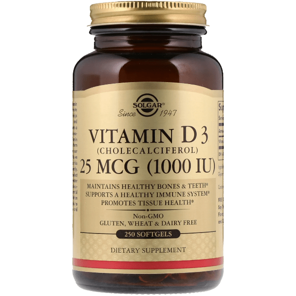 Solgar Vitamin D3 (Cholecalciferol) 25mcg (1000 IE) 250 Weichkapseln