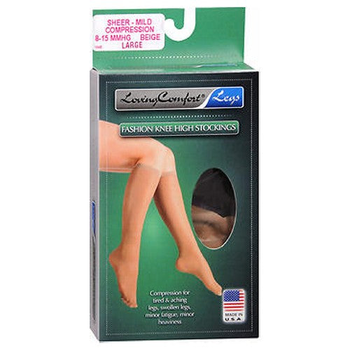 Loving Comfort® Kompressionsstrumpf – Kniestrümpfe (Groß/Beige)
