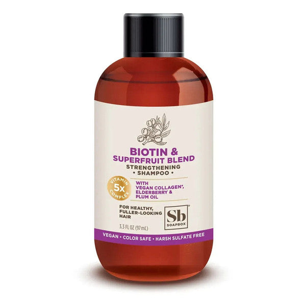 SoapBox Biotin & Superfruchtmischung stärkendes Shampoo, 97,6 ml