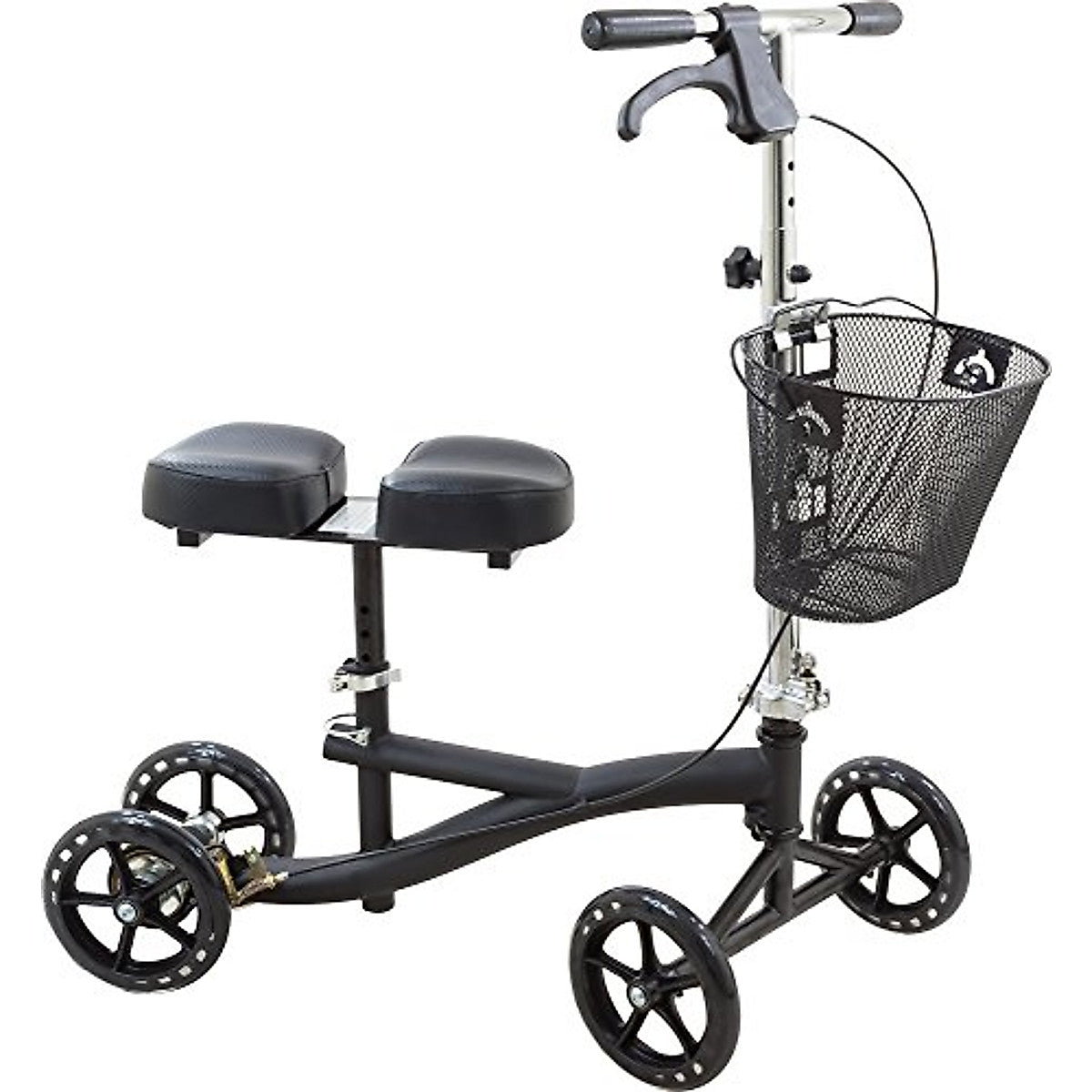 Roscoe Medical Knie-Gehhilfe mit Korb und gepolstertem Sitz, Schwarz