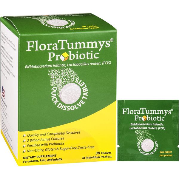 FloraTummys Probiotische schnelllösliche Tabletten für Erwachsene, Kinder, Säuglinge
