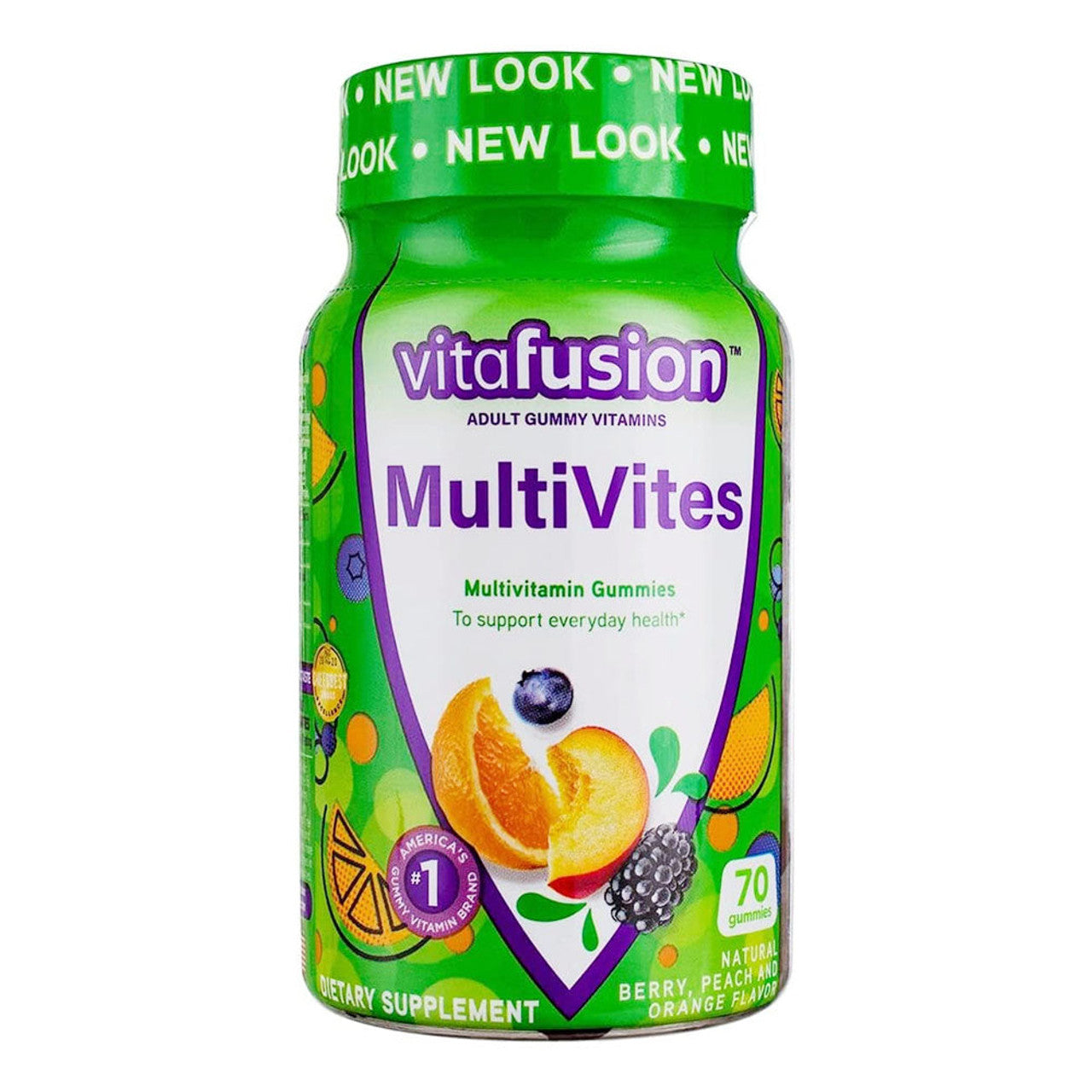 Vitafusion MultiVites Tägliche Multivitamin Gummibärchen, Beeren-, Pfirsich- & Orangengeschmack, 70 Stück