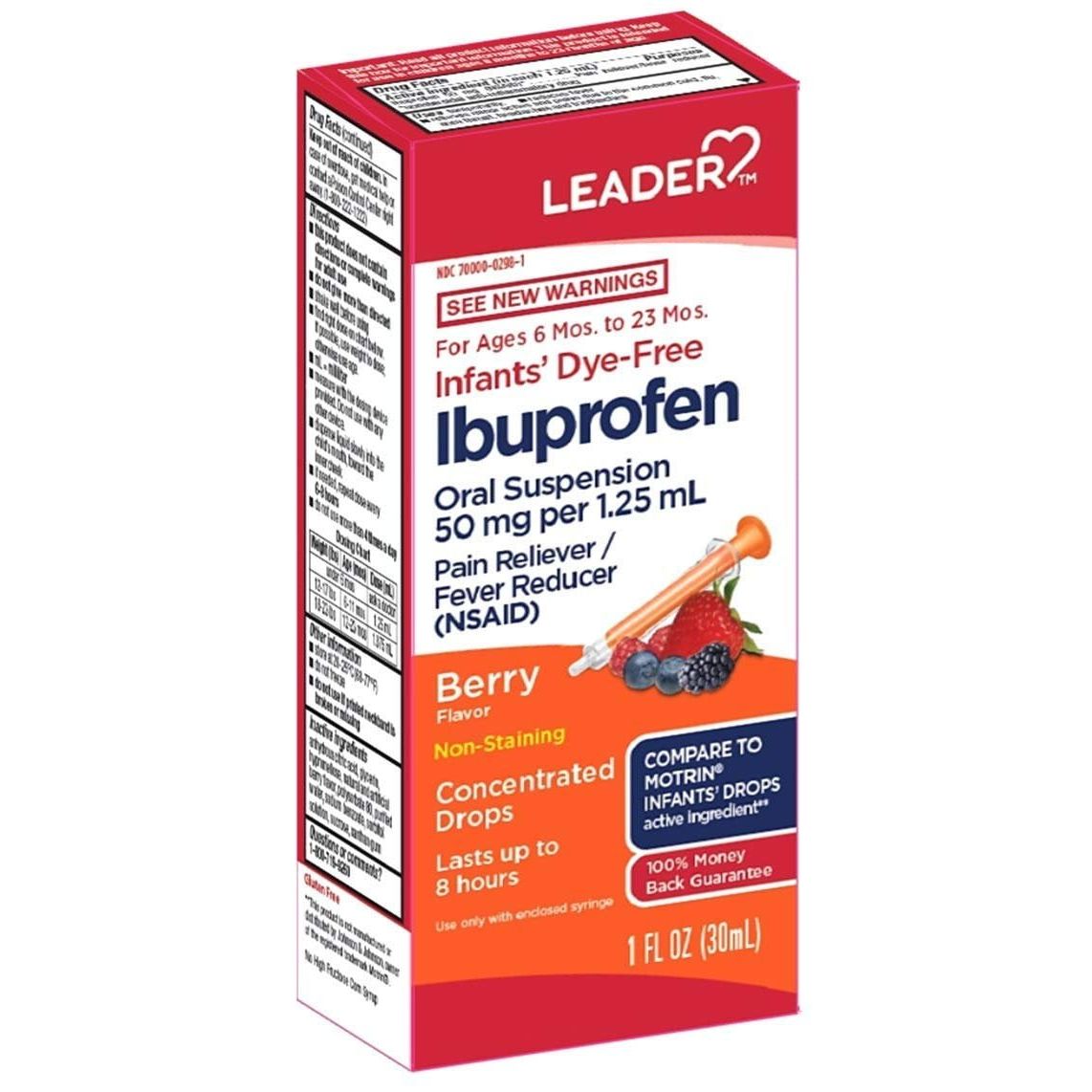 Leader™ Ibuprofen Tropfen für Säuglinge – Farbstofffrei, Beerengeschmack (30 ml)