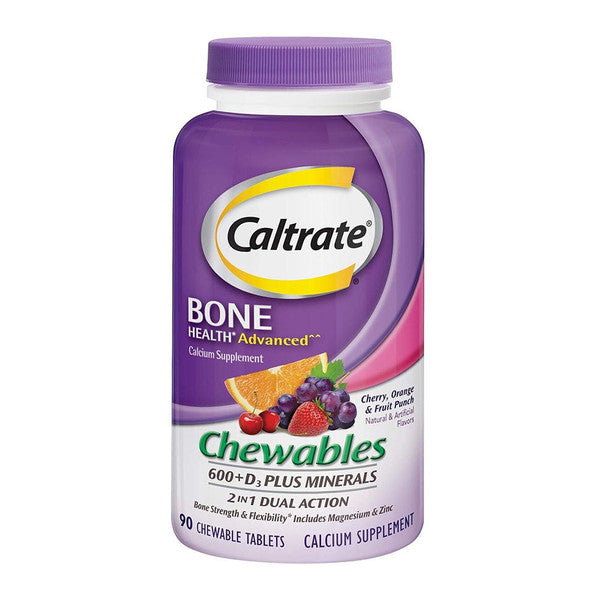 Caltrate i përtypëshëm 600 Plus D3 Plus Minerale Suplement Kalciumi dhe Vitamine D