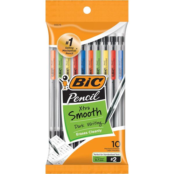 BIC Xtra-Smooth Druckbleistifte mit Radiergummi, mittlere Mine, 10 Stück pro Packung