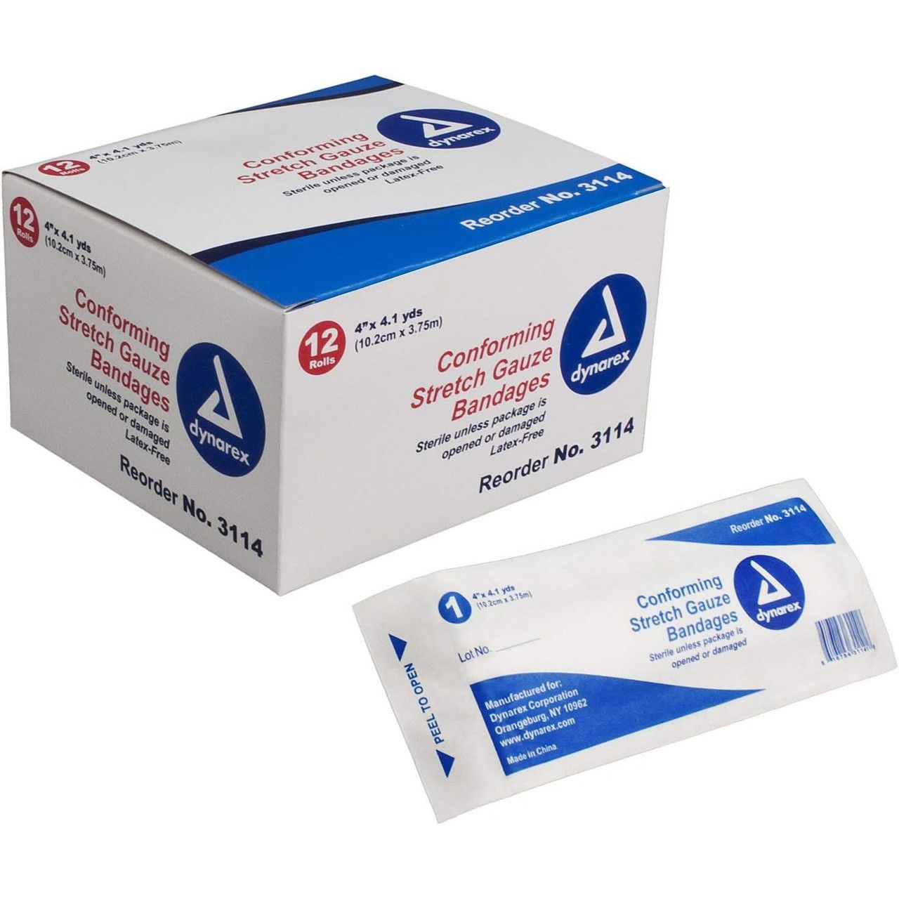 Dynarex 3114 elastische Mullbinden – Großpackung (96 Rollen)