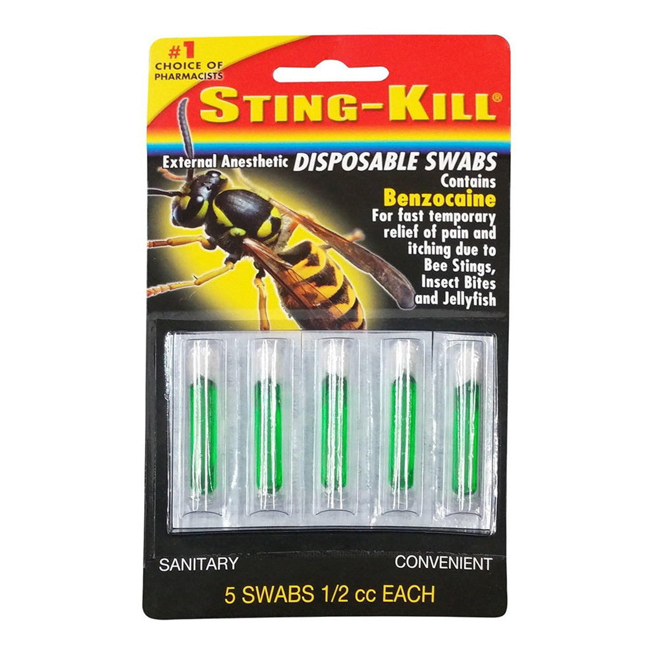 Sting-Kill Externe Anästhetische Tupfer, Maximale Stärke gegen Schmerz und Juckreiz, 5 Stück