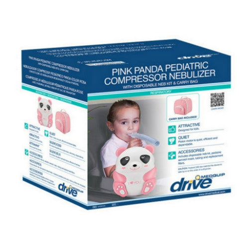 Drive Medical Panda Pädiatrischer Vernebler, Rosa mit Einweg-Vernebler-Set