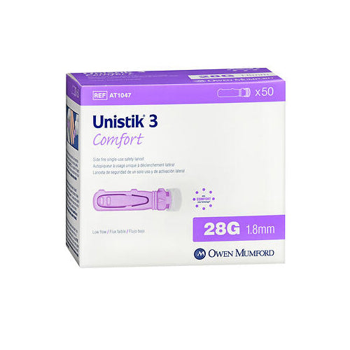 Unistik® 3 Comfort Lanceta të Sigurisë – 28 Gaugë (Vjollcë)