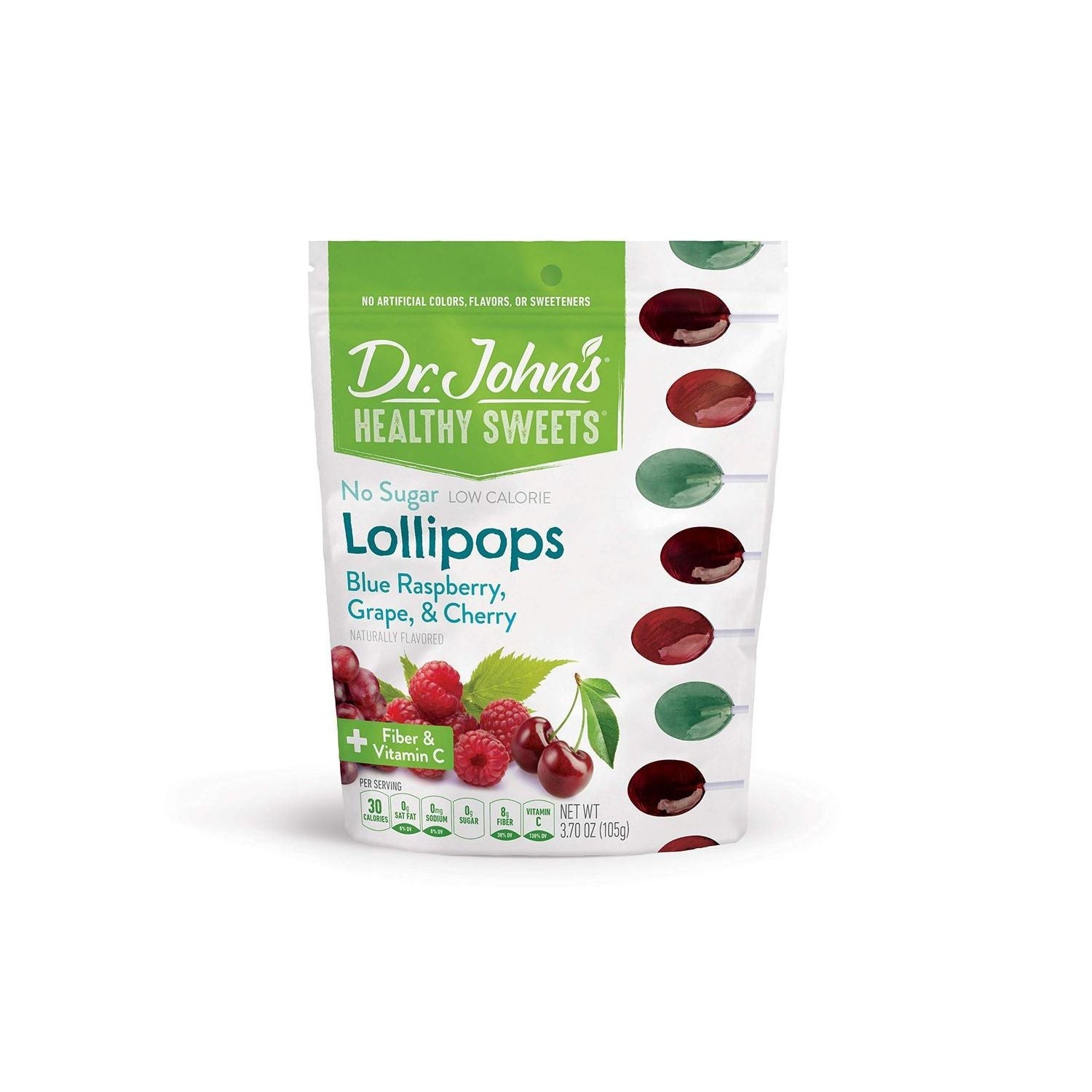 Dr. John's Healthy Sweets Zuckerfreie Lutscher Blaue Himbeere 105 g