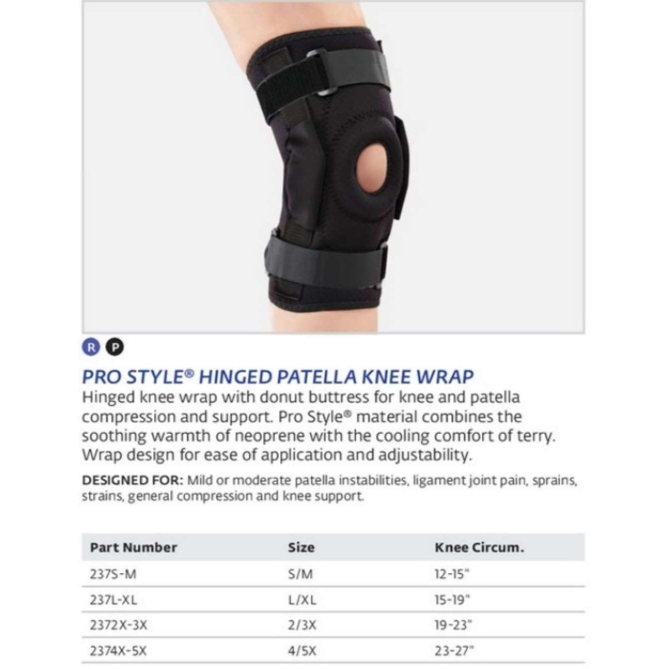 Bell-Horn Kniebandage, Scharnier, Gr. L