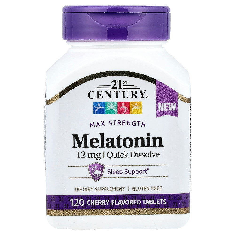 21st Century Melatonin, maximale Stärke, Kirsche, 12 mg, 120 Tabletten