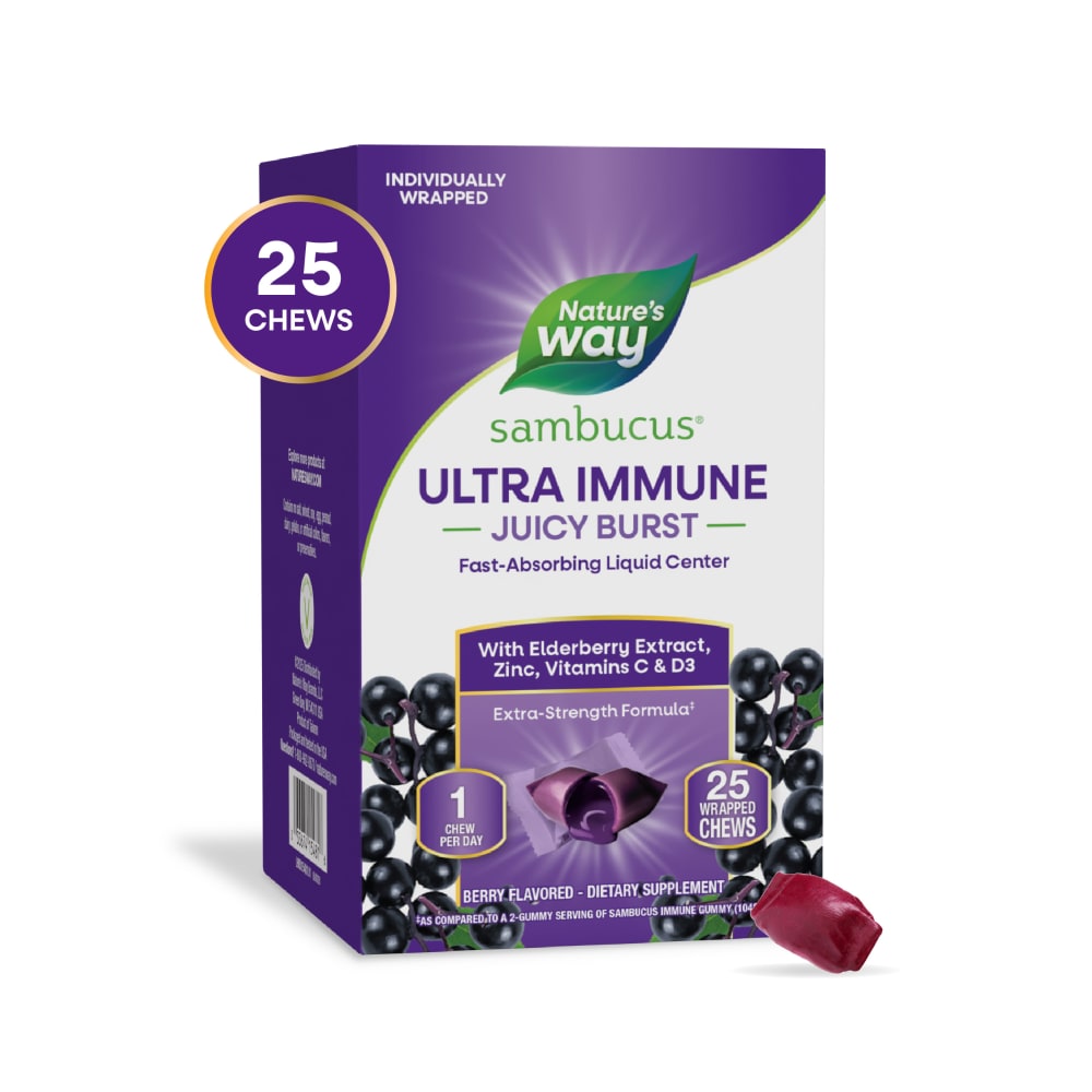 Nature's Way Sambucus Ultra Imunitar me Vitamina C D3 Ekstrakt Ftoje dhe Shije Manaferre