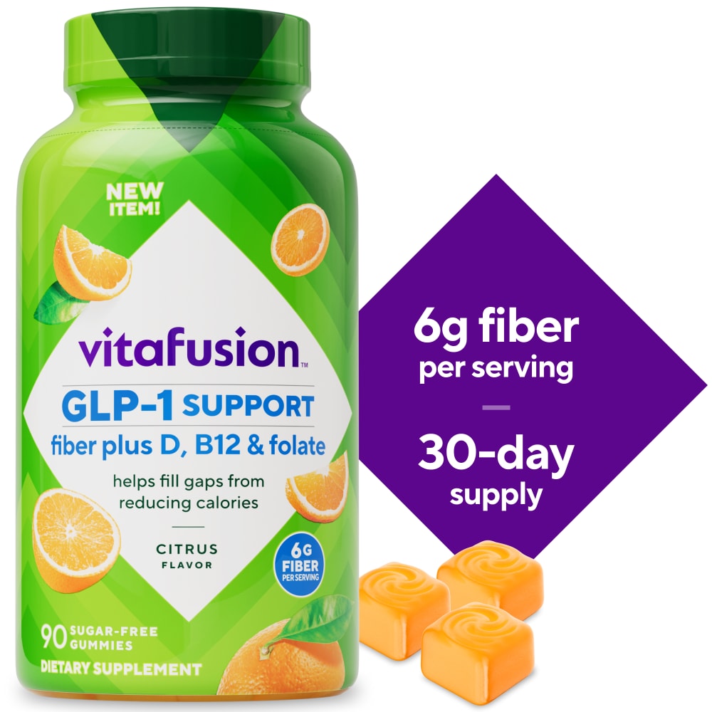 Vitafusion GLP-1 Support Fiber plus vitamina D, B12 dhe folat