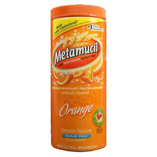 Metamucil Multi-Gesundheits Flohsamenfaser-Ergänzung Zuckerfreies Pulver, Orangengeschmack, 48 Portionen