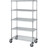 Quantum Storage Systems M2460C47-5 Chromdrahtregal 5-Böden Rollwagen – 74 Zoll