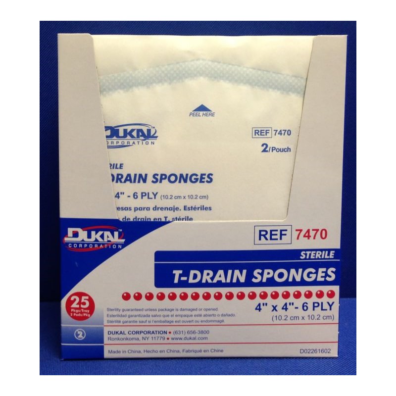 Dukal T-Drain Infusions-Schwammverband, 10 x 10 cm, steril (25 Stück)