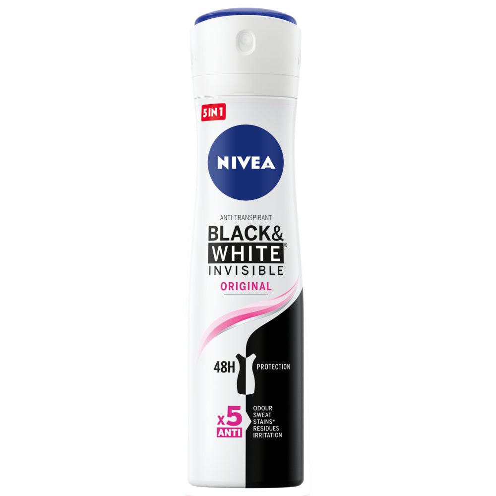Nivea Deodorant Spray Invisible For Black & White Clear, 150 ml