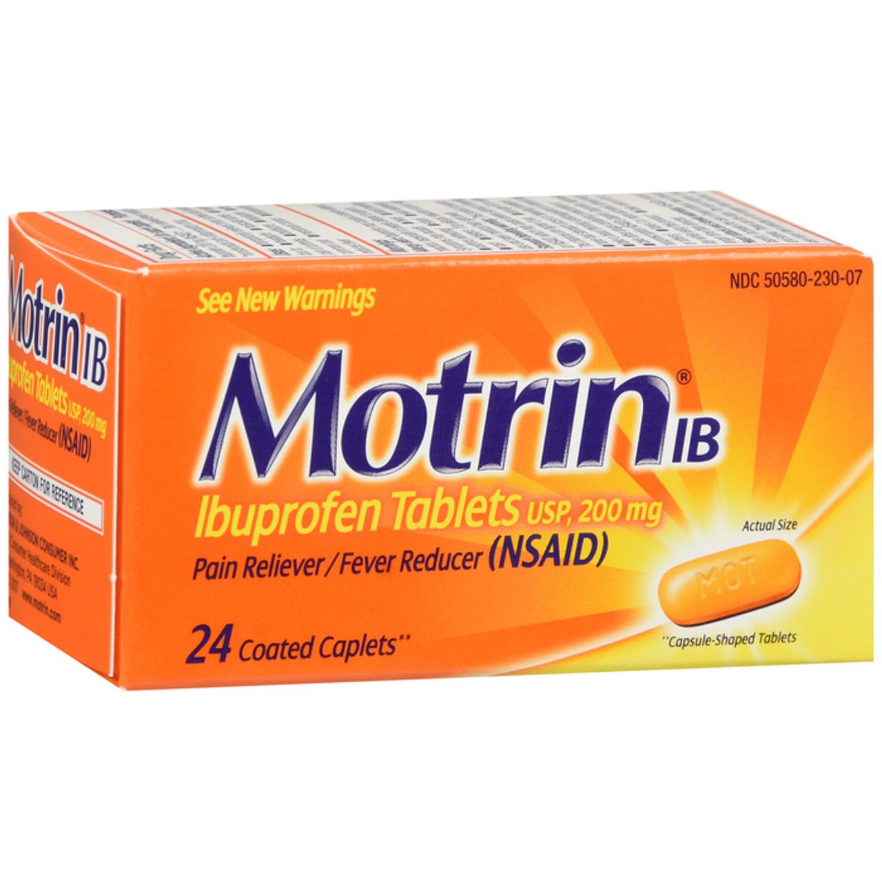 Motrin IB, Ibuprofen 200mg Tabletten zur Linderung von Schmerzen und Fieber
