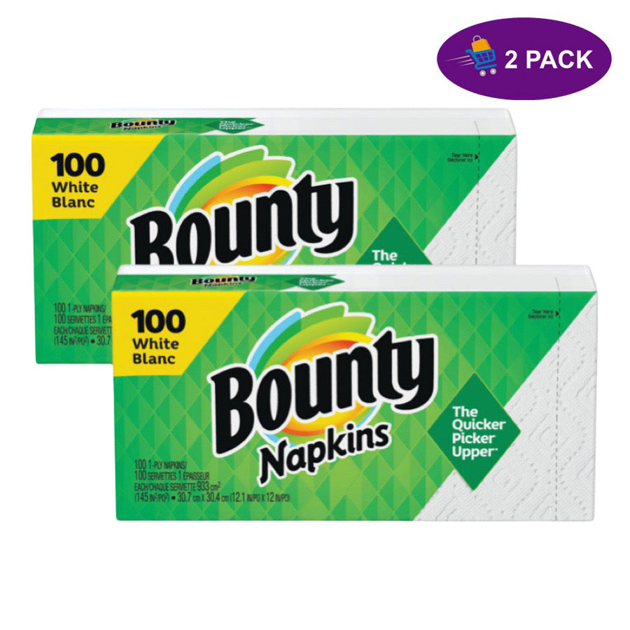 Bounty gesteppte Servietten – 1-lagig – 30,7 cm x 30,5 cm – Weiß – Papier – Weich – 100 Stück / Packung