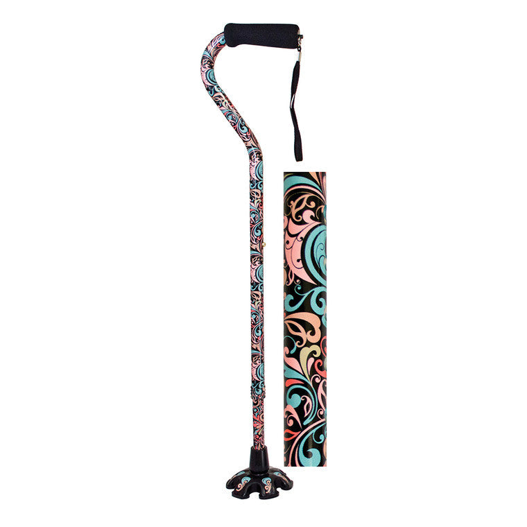 Essential Medical Supply Couture Offset-Gehstock mit passendem Standfuß, Celebration-Muster