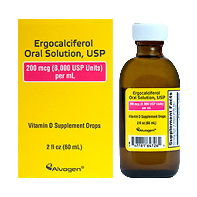 Alvogen Ergocalciferol Orallösung USP Vitamin D Ergänzungstropfen, 2 Oz