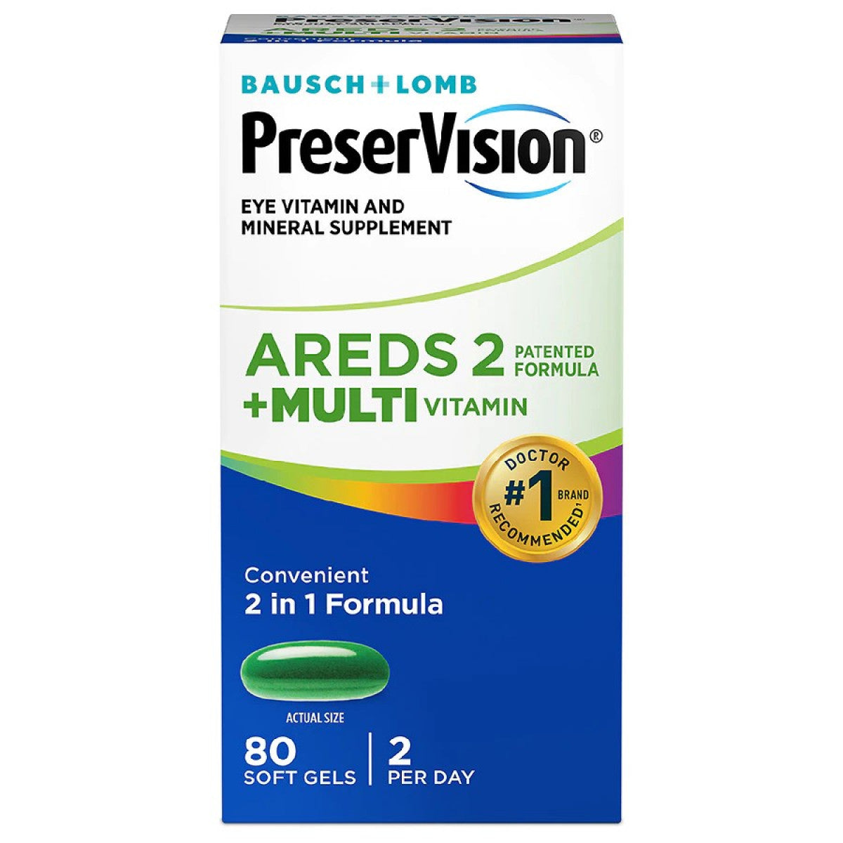 PreserVision AREDS 2 Formulë + Multivitaminë Suplement Vitaminash & Mineralesh 80 Kapsula të Buta