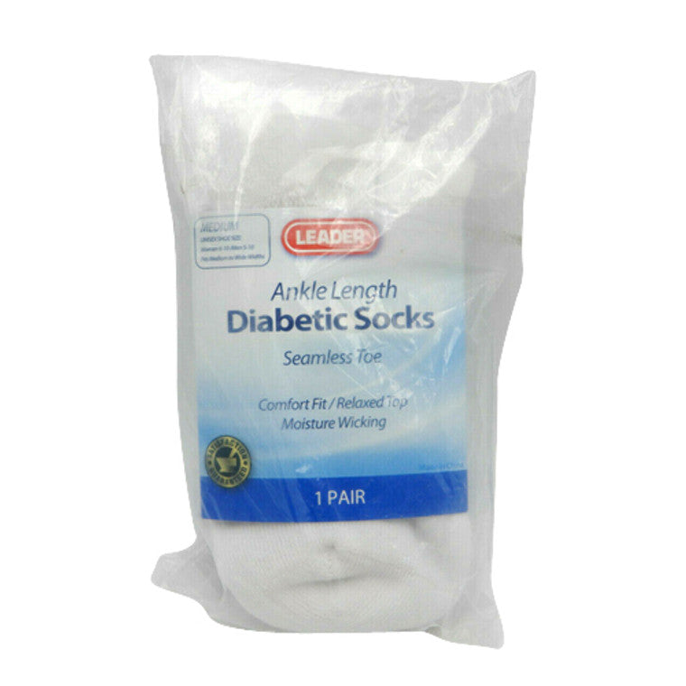 Çorape për kyçin e këmbës Leader™ për diabetikë – të bardha (Madhësia M)