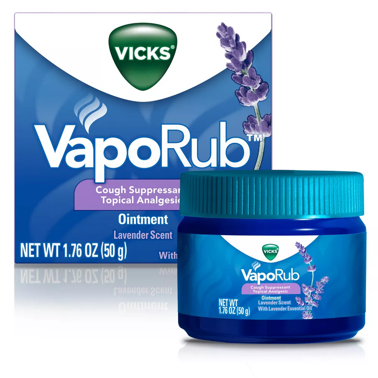 Vicks Vaporub, Lavendelduft, Hustenstiller, Einreibung bei Erkältung & schmerzstillende Salbe, 50 g