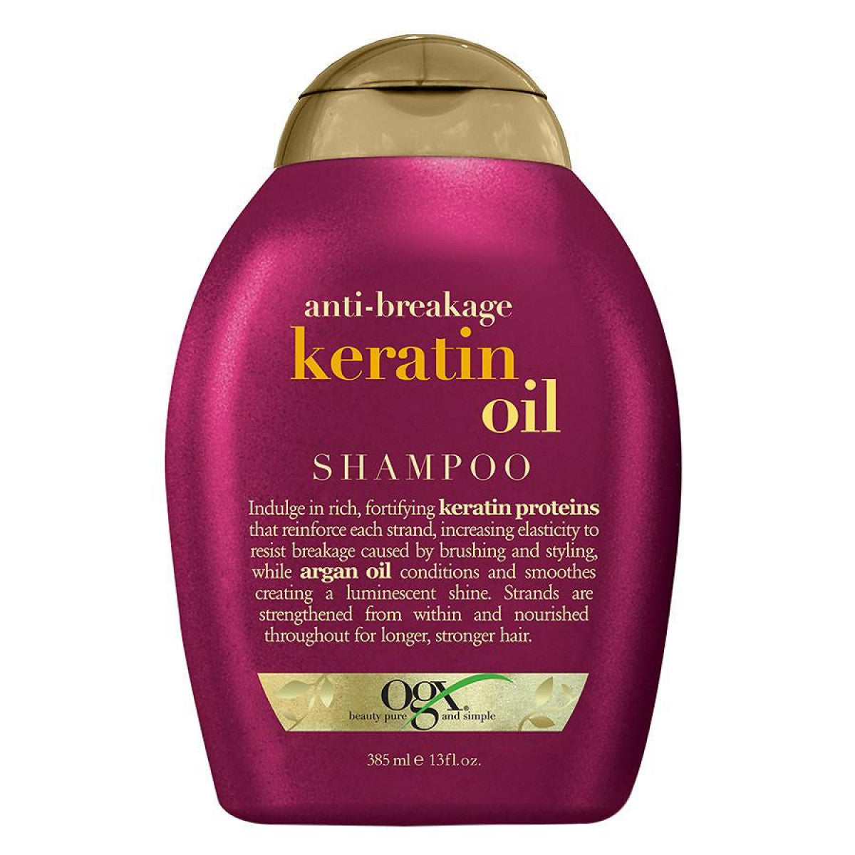 OGX Anti-Breakage + Keratin Oil stärkendes Anti-Frizz Shampoo für strapaziertes Haar & Spliss – 385 ml
