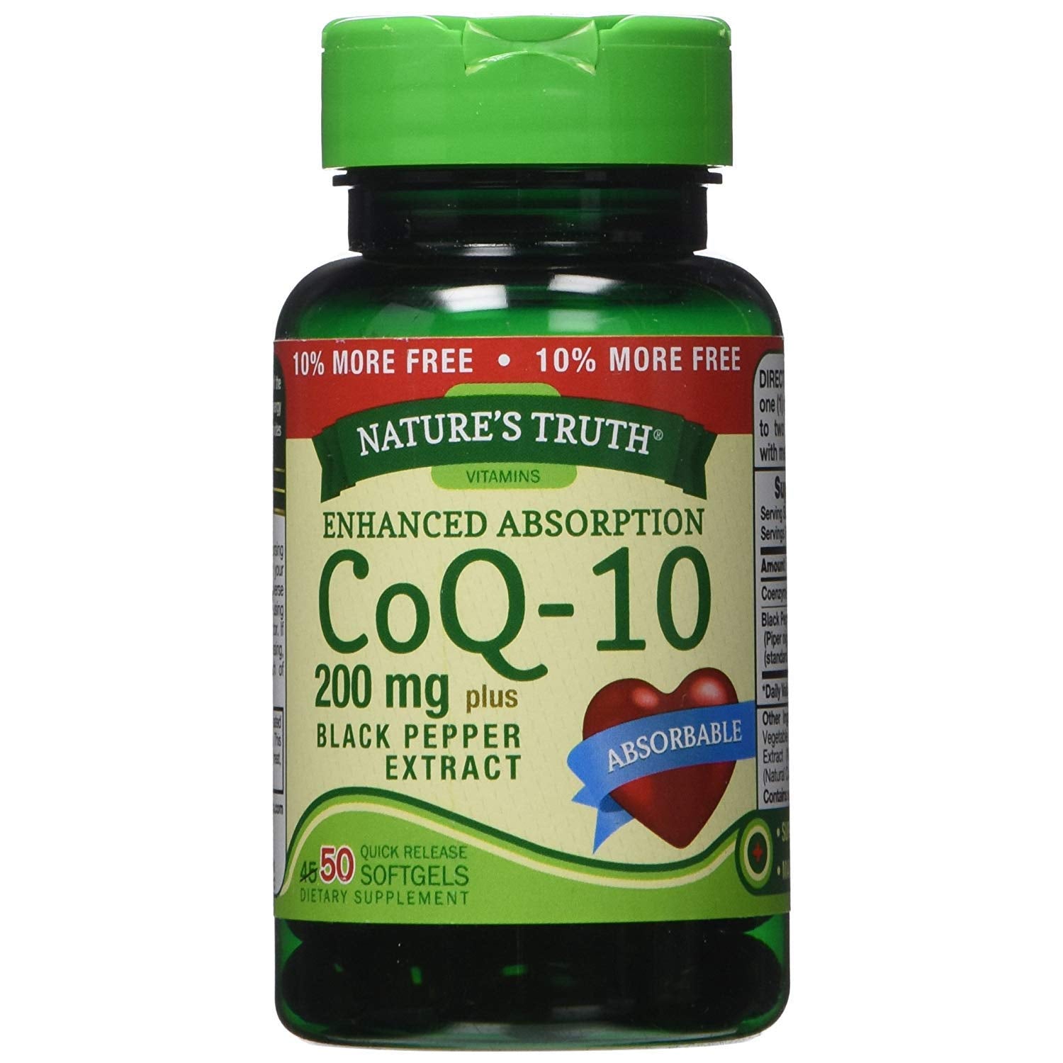 Nature's Truth CoQ-10 + Ekstrakt Piperi i Zi 200Mg Kapsula të Buta 45+5 Bonus