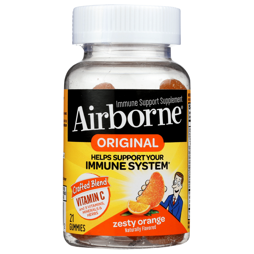 Airborne Gummibonbons mit Orangengeschmack, 1000 mg Vitamin C und Mineralien & Kräutern zur Unterstützung des Immunsystems