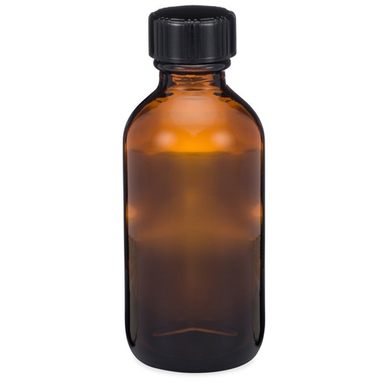 60-ml-Braunglasflaschen Boston Round mit Schraubverschluss aus schwarzem Polypropylen (96 Stück)