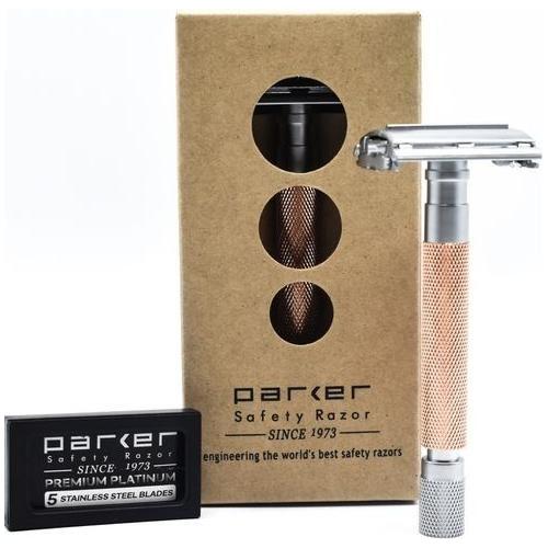 Parker 74R RG Rasierhobel, Roségold & Satiniert-Chrom, Schwer, Butterfly-Öffnung