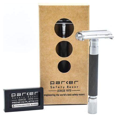 Parker 74R GR Graphit & Satinierter Chrom Schwerer Sicherheitsrasierer mit Schmetterlingsöffnung