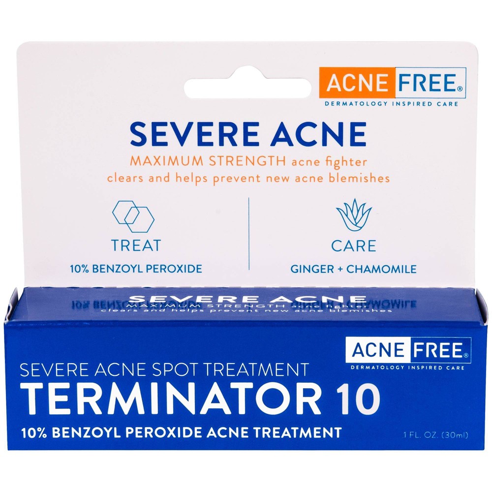 AcneFree Trajtim i ashpër i pikave Terminatore 10 me 10% Benzoil Peroksid - 1 Fl Oz