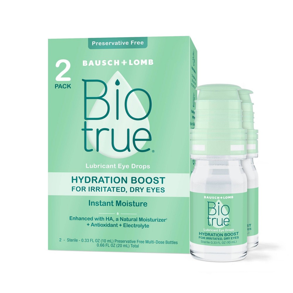 Biotrue Hydration Boost Pika për sy të thatë - Paketë dyshe 0.66 Fl Oz