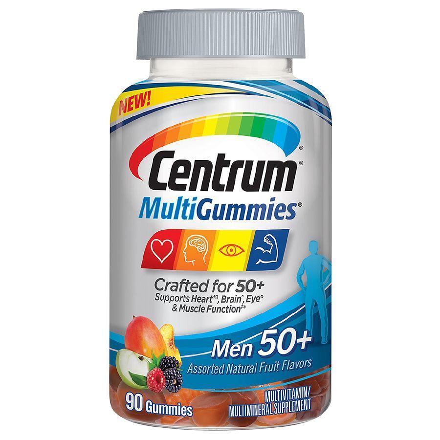 Centrum MultiGummies 50+ Multivitamin – Multimineral-Nahrungsergänzungsmittel, verschiedene natürliche Fruchtaromen, 90 Stück
