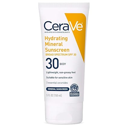 CeraVe Krem Dielli Mineral Hidratues SPF 30 | Locion fytyre me oksid zinku dhe dioksid titani | 75 ml