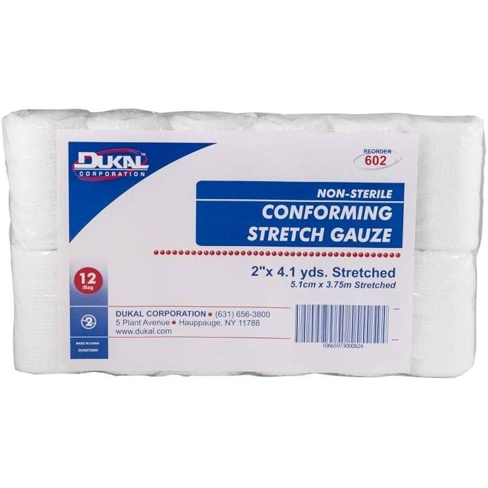 Dukal konformierende, sterile Mullbindenrollen, 5,1 cm x 3,7 m (Karton mit 12 Stück)