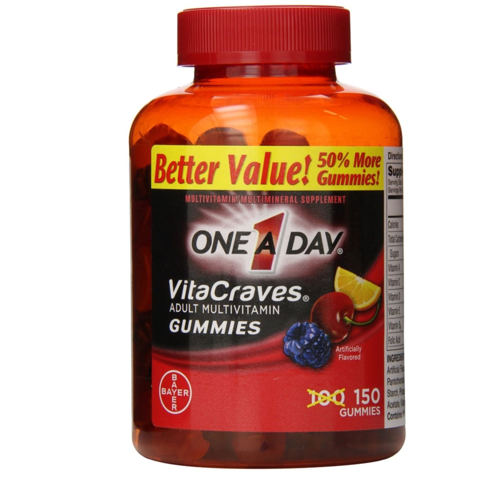 One A Day Vitacraves Gummies Erwachsenen-Multivitamin 150 Stück Flasche