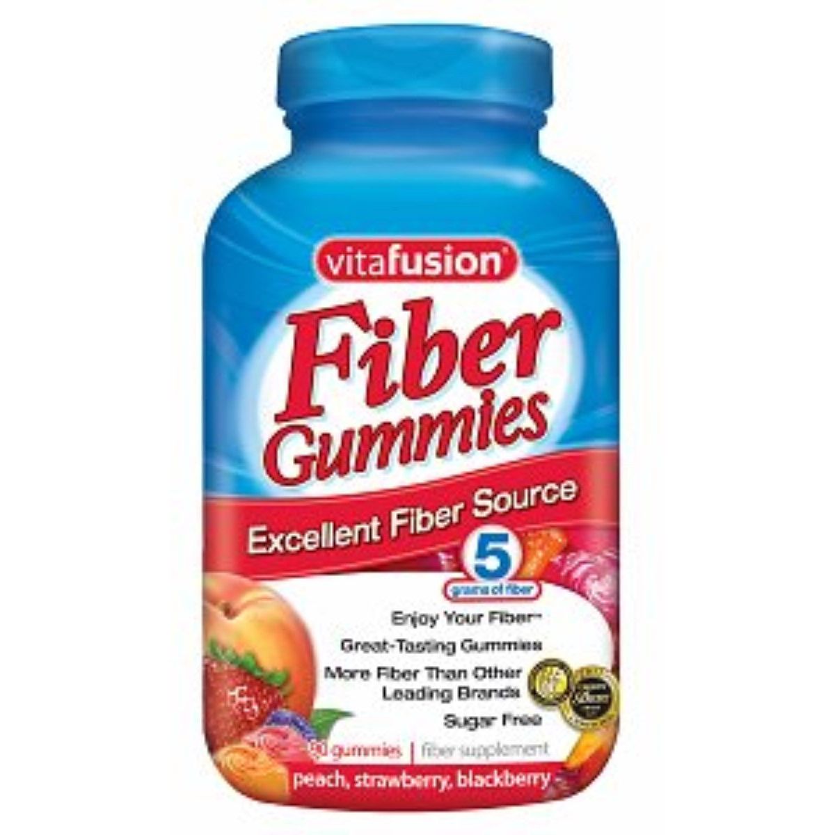 Vitafusion Fiber Well Zuckerfreie Gummibärchen Pfirsich-, Erdbeer- und Beeren-Geschmack
